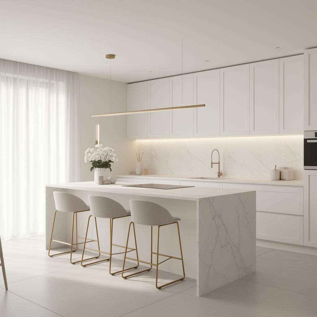 Marmor Insel mit Goldakzent